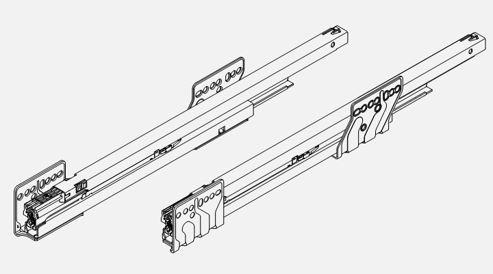 GRASS -  Guida Per Cassetto NOVA PRO SOFT-CLOSE su cuscinetti ad estrazione totale - lun. 450 - portata (kg) 40